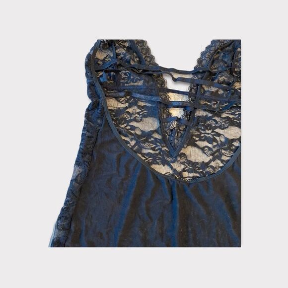 Black Lace Mini Open Exposed Sheer Back Lingerie - Picture 10 of 11